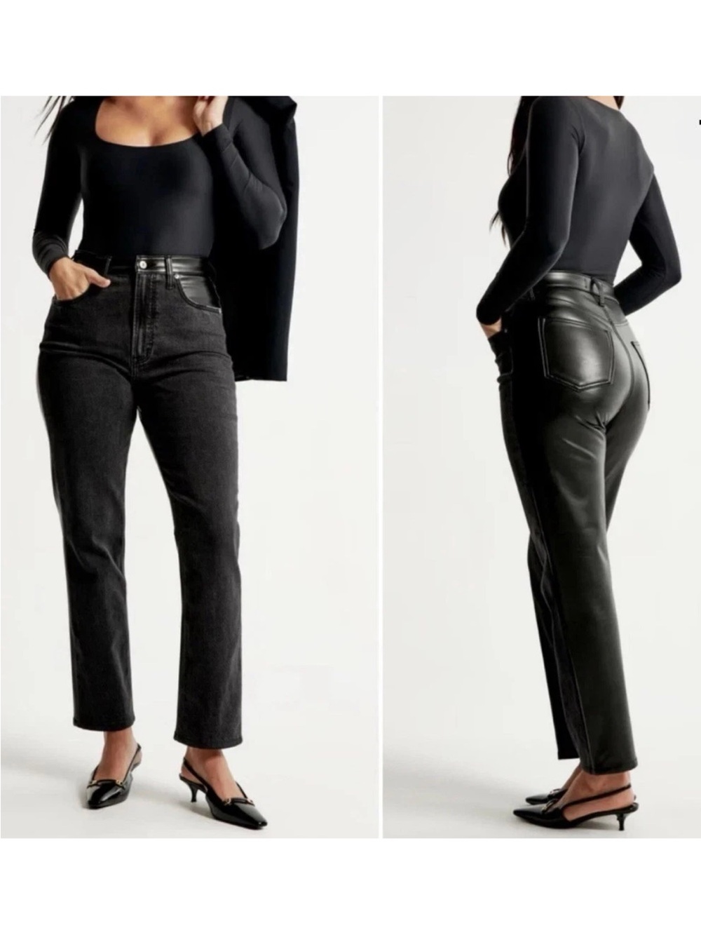 Abercrombie & Fitch Ankle Straight Ultra High Rise Curve Love 27 Faux Leather